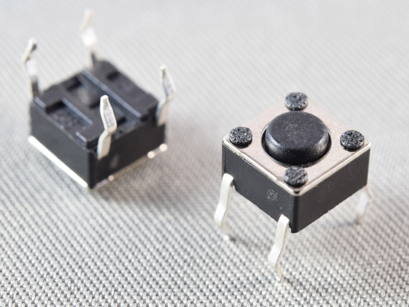 1102, Standard 6x6 Miniature Tact switches, 50mA 12VDC, SMT, Dip terminals