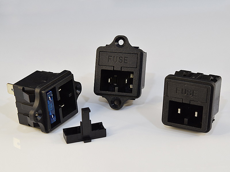 JZ-DC Series DC Power Socket with Fuse Holder, up to 20A, 12~48VDC
