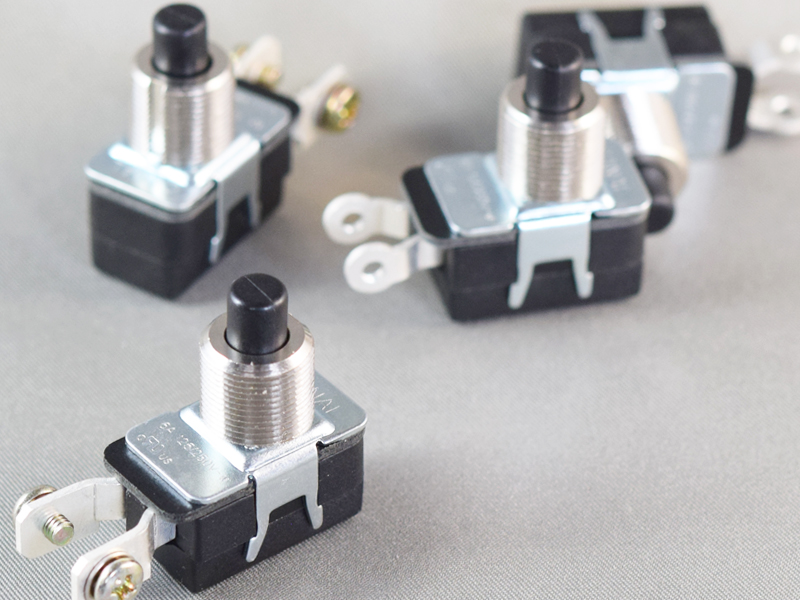 PS9, 6A Push switches, wire-connected, solder or screw terminals