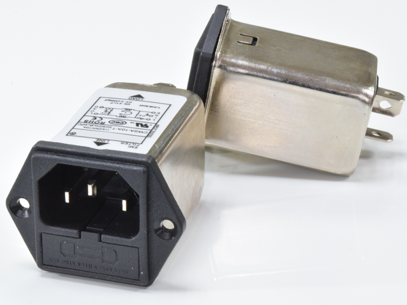 CW2A, IEC60320 C14 Inlet, with EMI Filter, Single or Twin Fuses